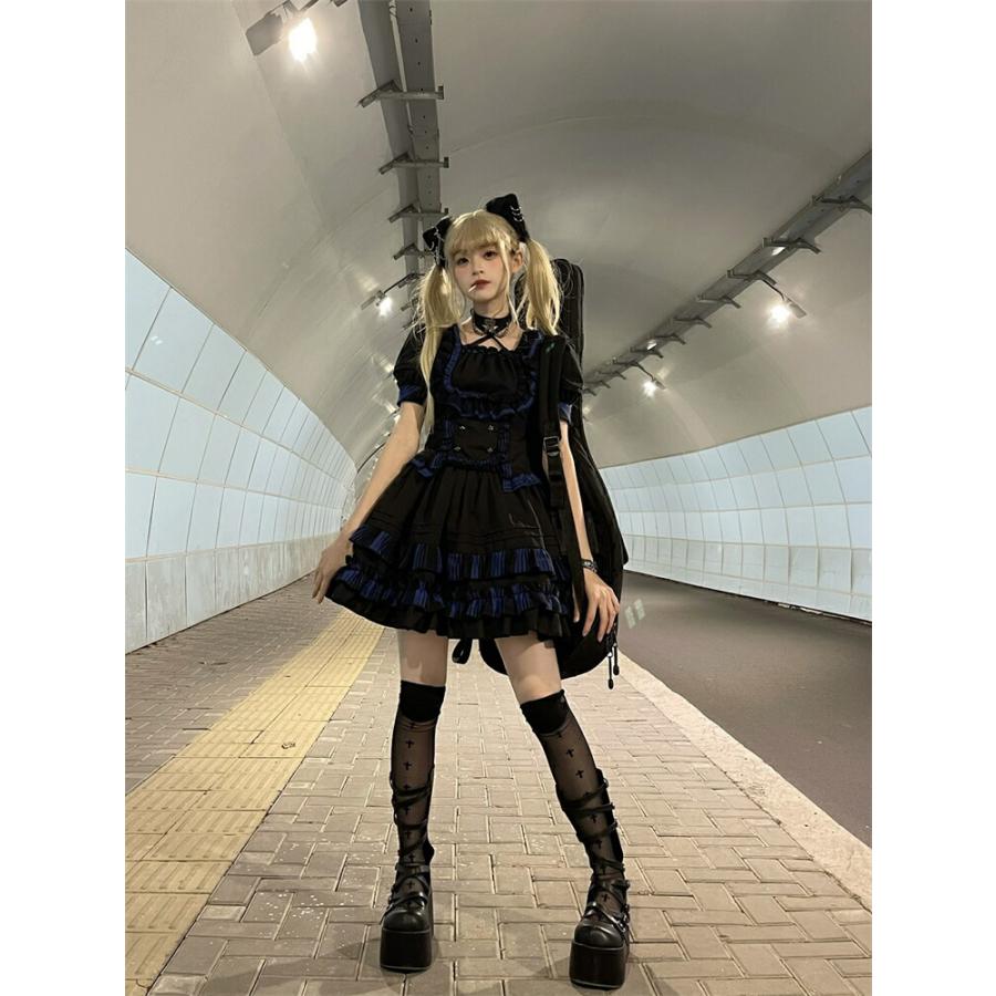 ゴスパンクJSK　中華ロリィタ　ゴスロリ 華ロリ パンクロック ロリータ 2点セット】コスプレ ゴスロリ パンクキャット パンク ロック ロリータ