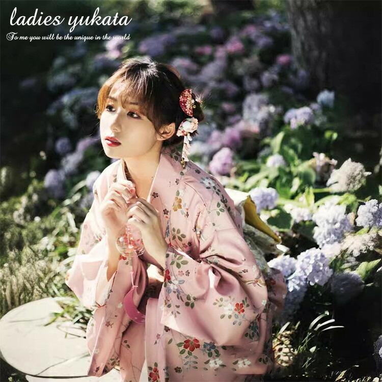 2点セット】ピンク 花柄 浴衣 ゆかた yukata レディース 女性 女の子