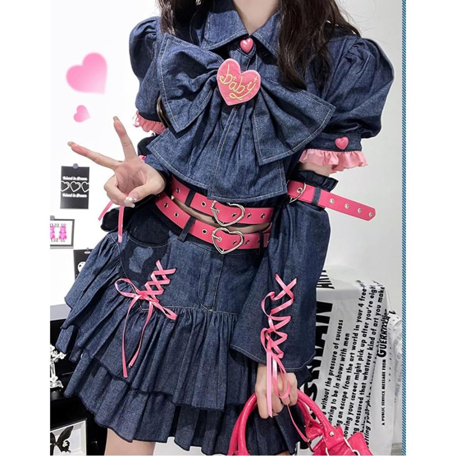 ロリータ風 ゴスロリ 地雷系 コスプレ衣装 ファッション デニム ミニ