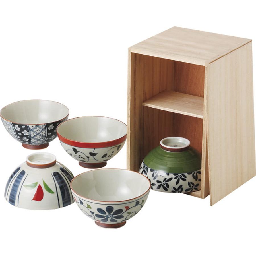 並行輸入品】西海陶器 波佐見焼 茶碗 染錦いろどり 木箱入 直径
