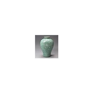 並行輸入品】韓国製 陶磁器(青磁) 鶴＆菊柄 花瓶 インテリア Korean