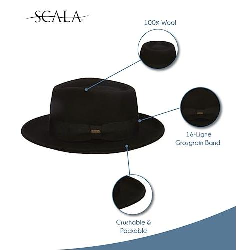 【並行輸入品】SCALA 中折れ帽 メンズ クラッシック 潰せる ウールフェルト US サイズ: Large カラー: グレイ Scala Cl |  | 06