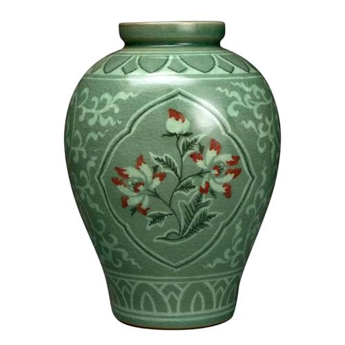 並行輸入品】韓国青磁釉 半円 象嵌銅ペイント 蓮の花 インレイデザイン