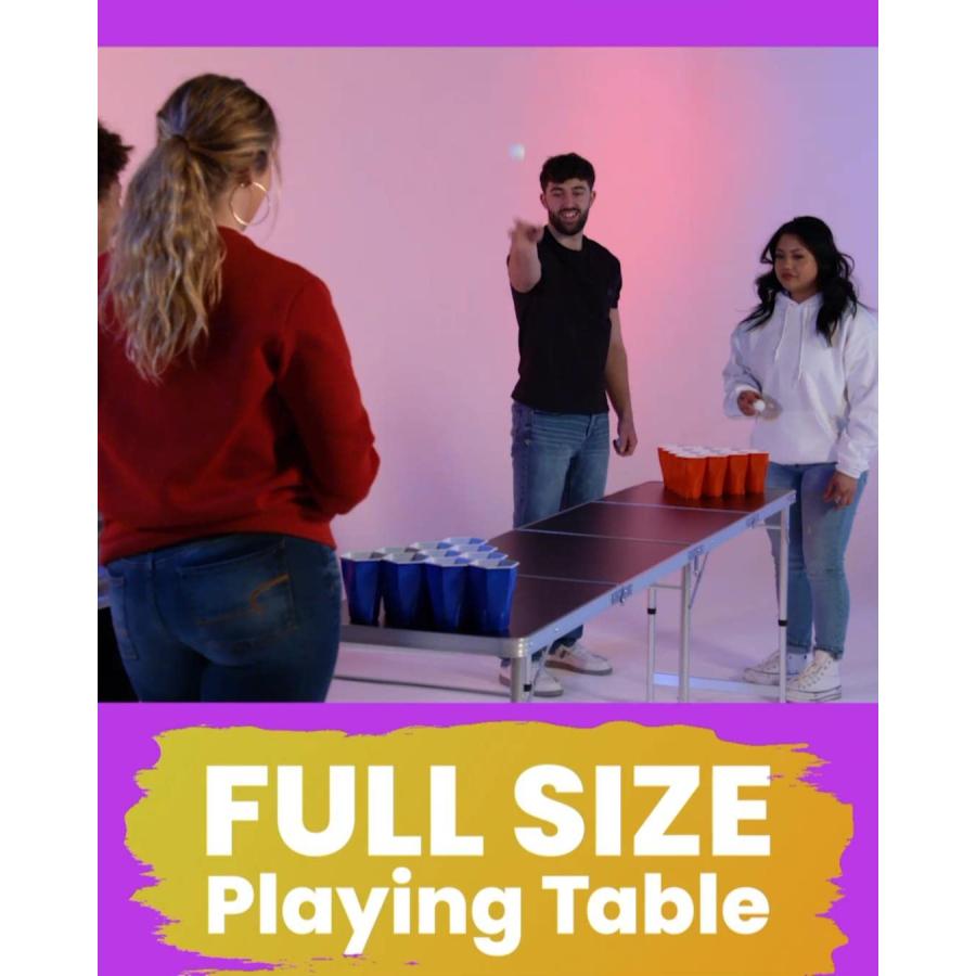 【並行輸入品】PartyPongTables.com プロフェッショナルビアポンテーブル8フィート カップ穴＆LEDライトのオプション付きの画像