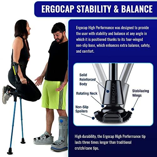 【並行輸入品】Ergocap〓 高性能松葉杖ラバーチップ 歩行杖用ゴム製交換用フットパッド 安定した4点、足/足首の関節関節を模倣するよ