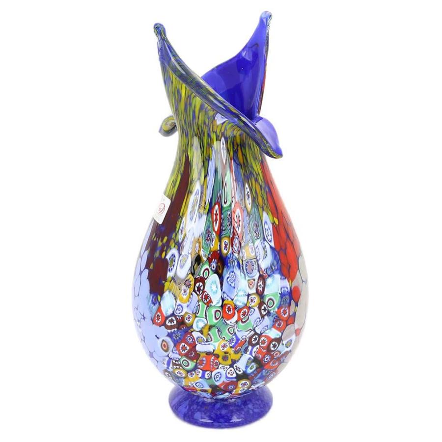 MURANO ムラーノ イタリア製 コバルトブルー 金彩 花瓶 フラワーベース
