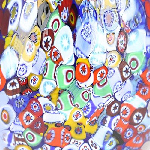 ムラーノ ブルーホワイト ミルフィオリ リボン付き 花瓶 高さ約12.6cm 並行輸入品】GlassOfVenice ムラーノガラス ミルフィオリ 咲く花瓶