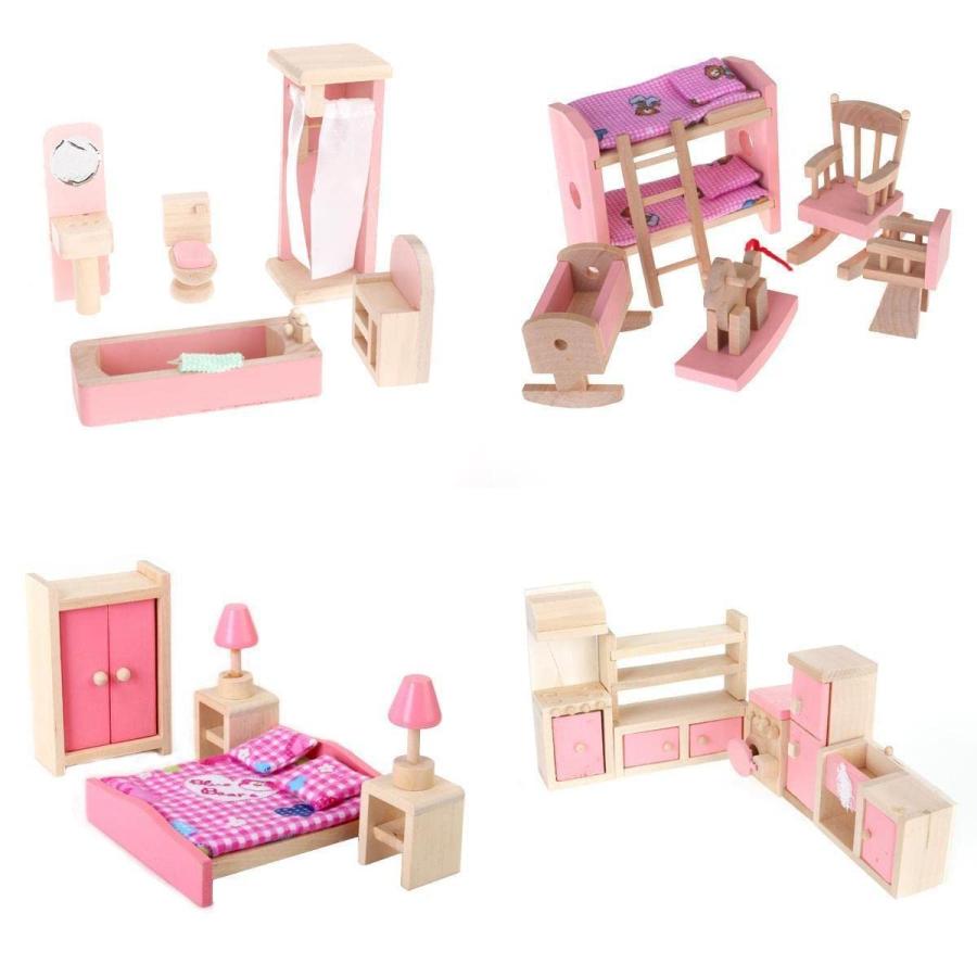 【並行輸入品】4 Set Dollhouse Furniture Kid Toy Bathroom Kid Room Bedroom Kitcの画像
