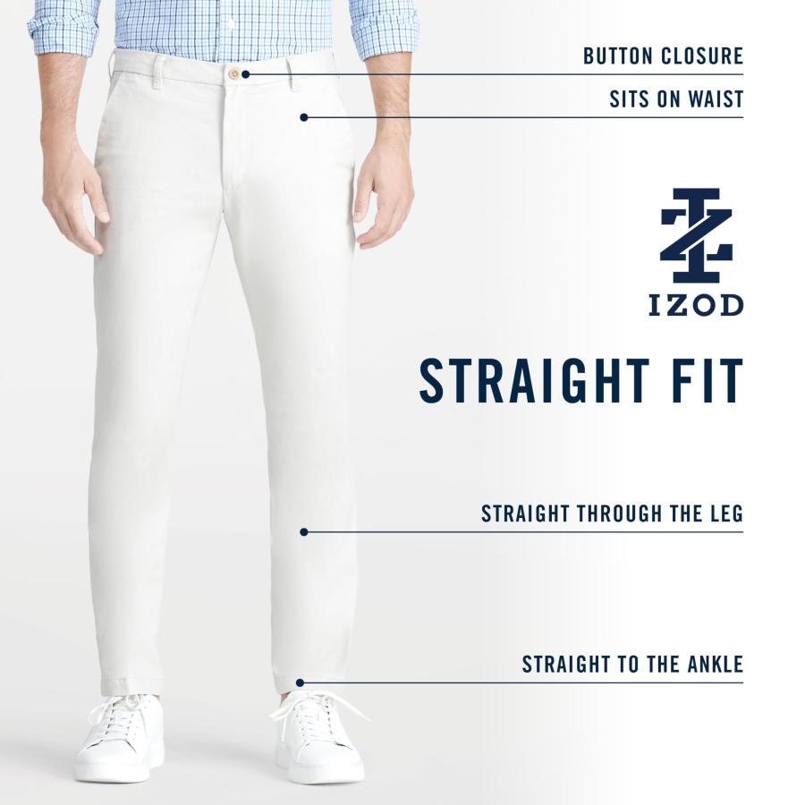 【並行輸入品】[IZOD] メンズ パフォーマンス ストレッチ ストレートフィット フラットフロント チノパンツ， ブラック， 34W x 32