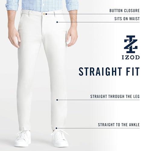 【並行輸入品】[IZOD] メンズ パフォーマンス ストレッチ ストレートフィット フラットフロント チノパンツ， ブラック， 34W x 32