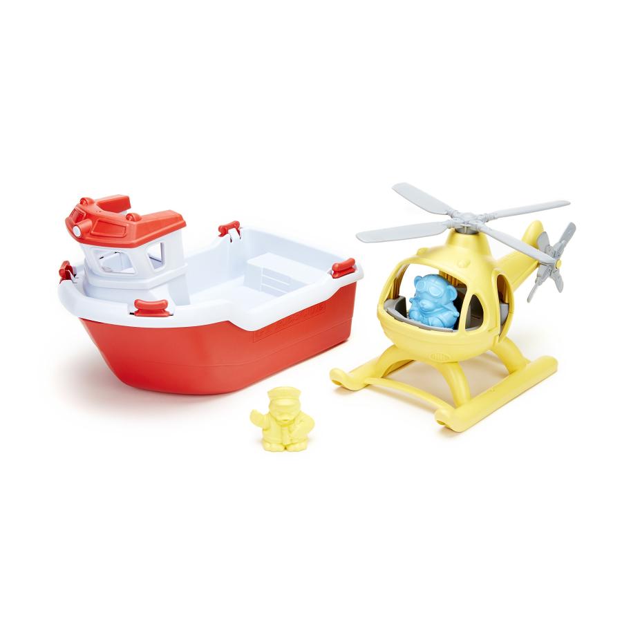 【並行輸入品】Green Toys (グリーントイズ) レスキューボート ヘリコプターセット Green Toys Rescue Boat wi_9