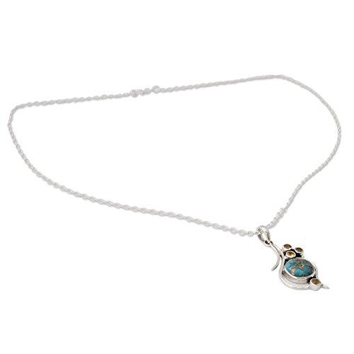 【並行輸入品】NOVICA 職人 ハンドメイド シトリン ペンダント ネックレス .925 シルバー コンポジット ターコイズ スターリング 再_4