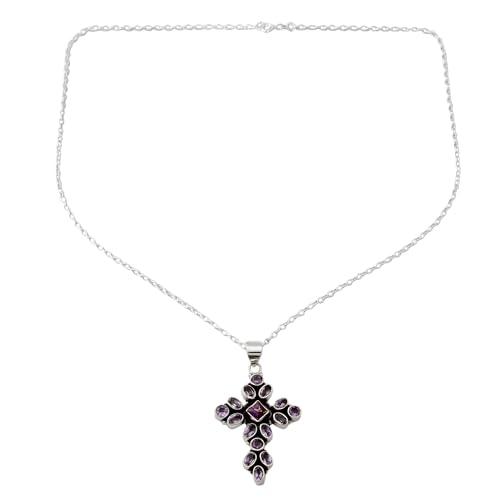 【並行輸入品】NOVICA マルチジェムアメジスト .925スターリングシルバー ペンダントネックレス 18インチ ライラックスピリチュアリティ_1