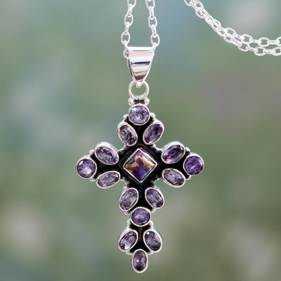 【並行輸入品】NOVICA マルチジェムアメジスト .925スターリングシルバー ペンダントネックレス 18インチ ライラックスピリチュアリティ_9