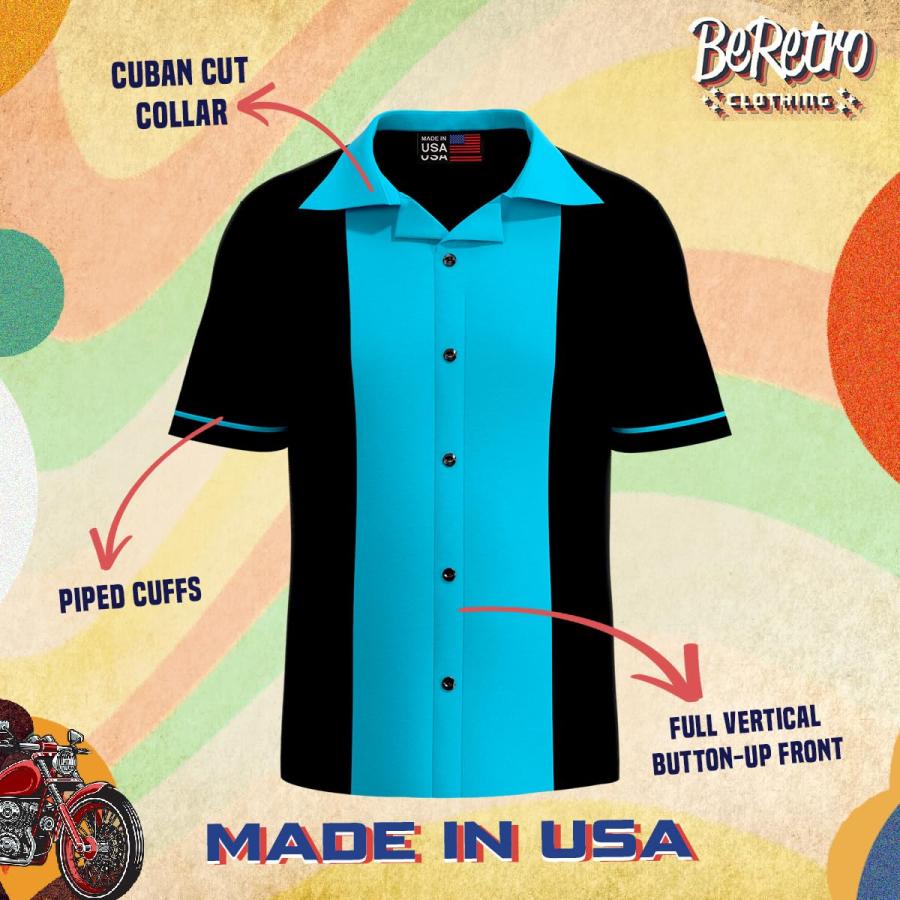 Bowling Retro メンズ 半袖 米国製 シャツ ~ 50年代 クラシック US サイズ: X Large カラー: ブラ 並行輸入品｜allinone-d｜04