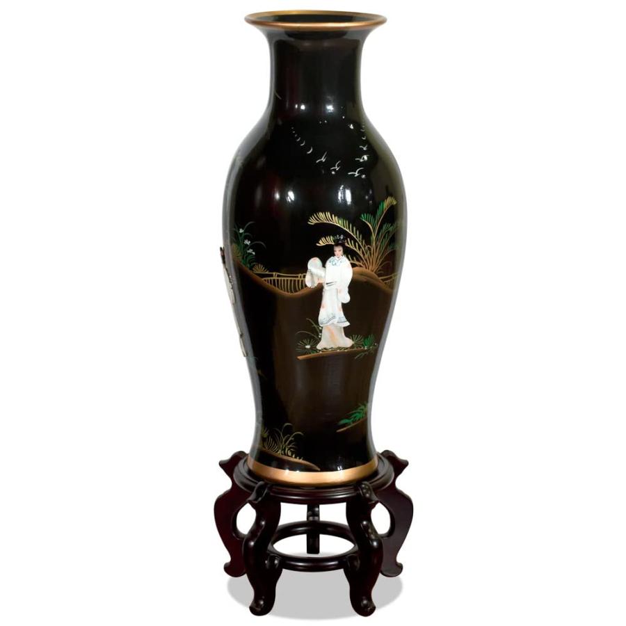 【並行輸入品】China Furniture Online 24 Inch Black Lacquer Mother of Pearl Oriの画像