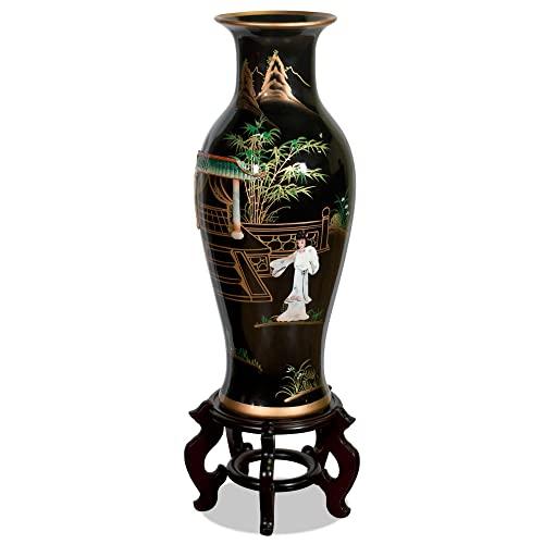 【並行輸入品】China Furniture Online 24 Inch Black Lacquer Mother of Pearl Oriの画像