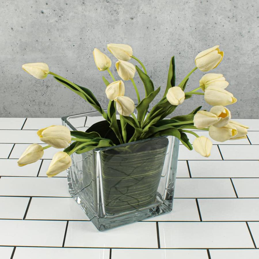 【並行輸入品】Richland スクエアガラスキューブ花瓶 6インチ 12個セット Richland Square Glass Cube Vasの画像