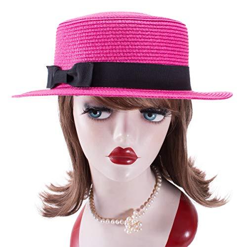 【並行輸入品】Lawliet HAT レディース カラー: ピンク Lawliet Womens Straw Boater Hat Fedora |  | 07