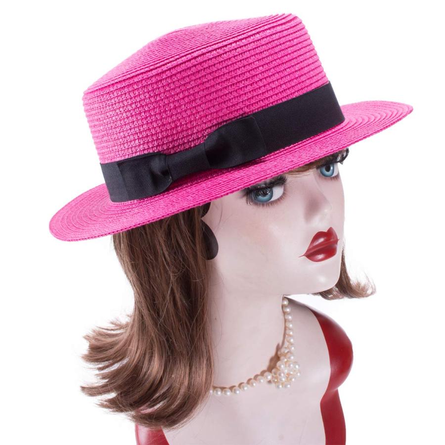 【並行輸入品】Lawliet HAT レディース カラー: ピンク Lawliet Womens Straw Boater Hat Fedora |  | 09