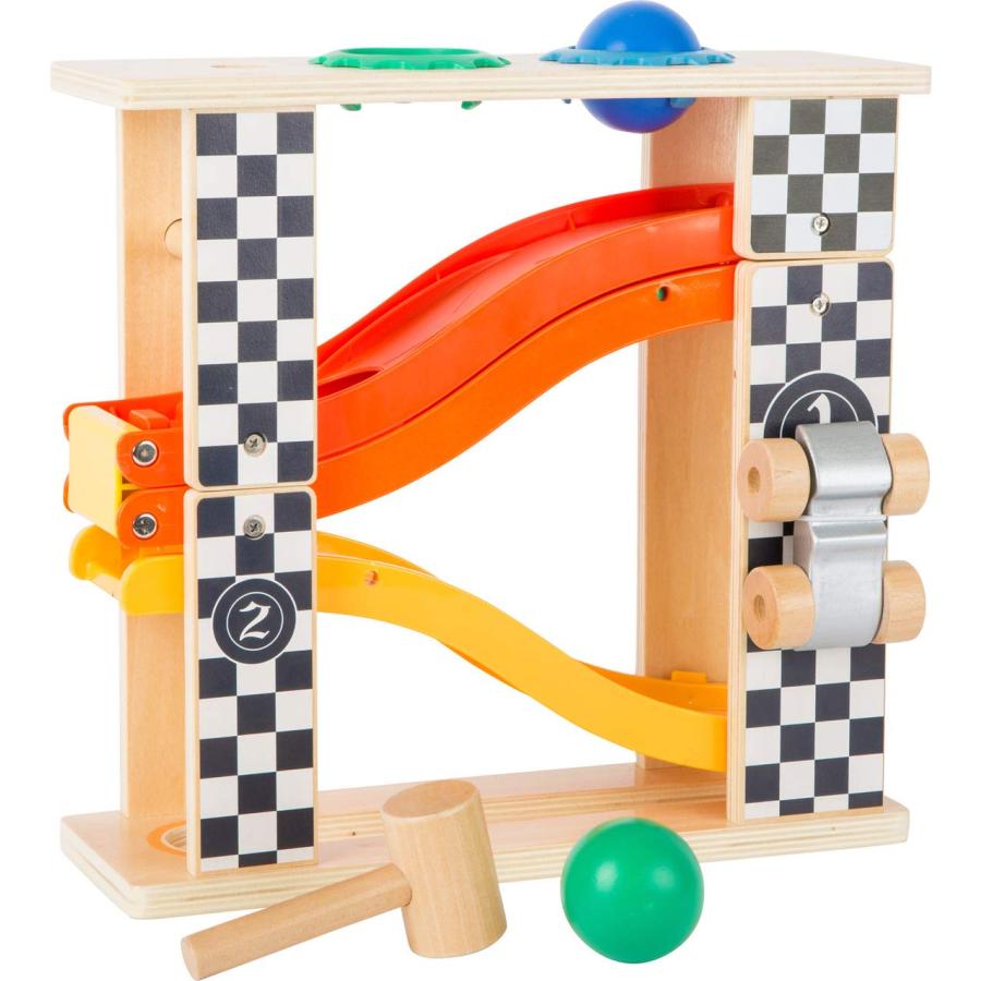 【並行輸入品】Rally Hammering Marble Run by Small Foot   2イン1 木製レーシングトイ   折りたたみの画像