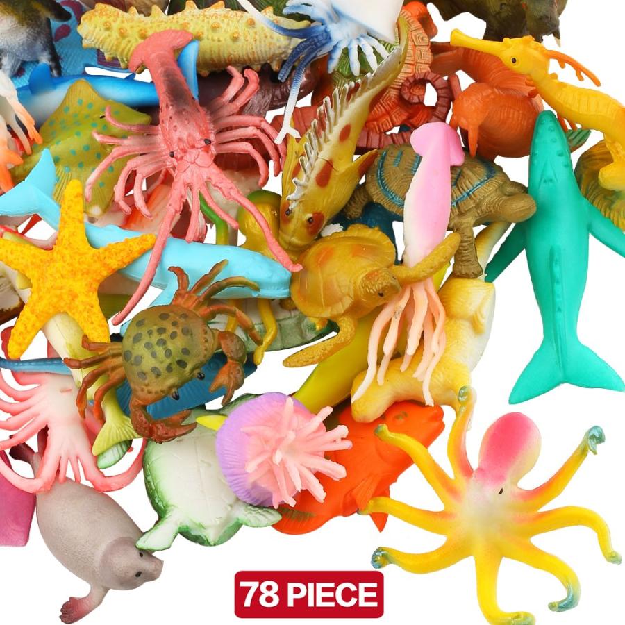 【並行輸入品】海洋動物玩具78パック、ミニビニールプラスチック動物玩具セット ValeforToy Ocean Sea Animals， 78_3
