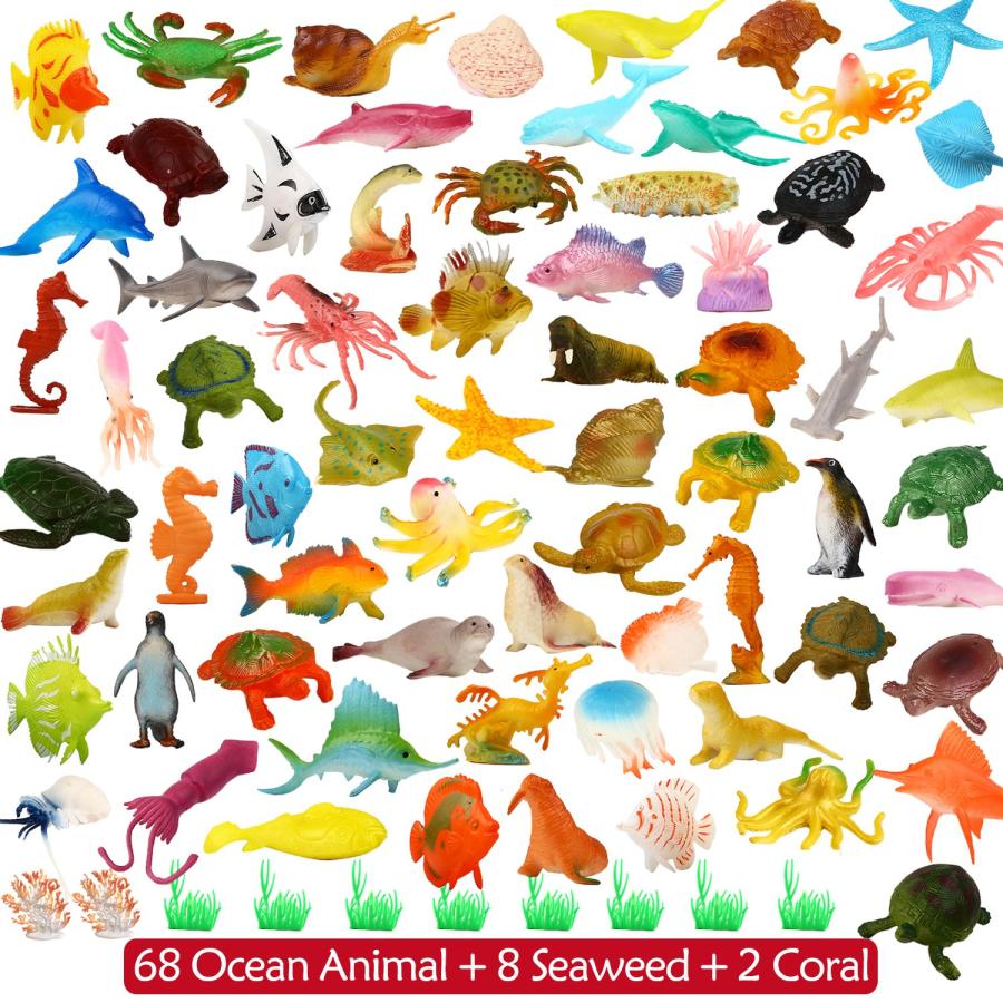 【並行輸入品】海洋動物玩具78パック、ミニビニールプラスチック動物玩具セット ValeforToy Ocean Sea Animals， 78_6