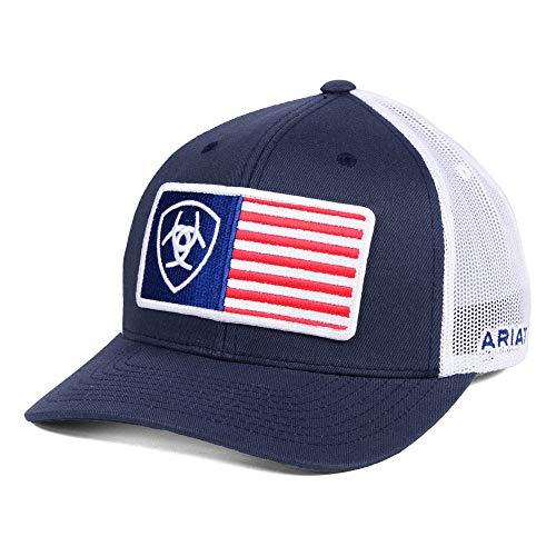 【並行輸入品】Ariat HAT メンズ カラー: ブルー ARIAT Men's Shield Flag Center Patch Mesh_1
