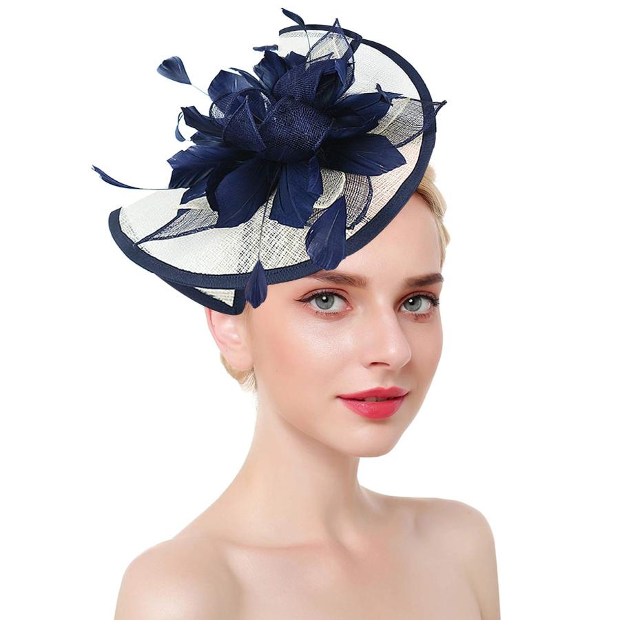 【並行輸入品】Z&X HAT レディース US サイズ: One Size Z&X Navy Blue And White Fascinator |  | 03