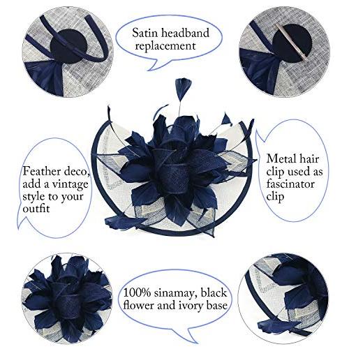 【並行輸入品】Z&X HAT レディース US サイズ: One Size Z&X Navy Blue And White Fascinator |  | 07