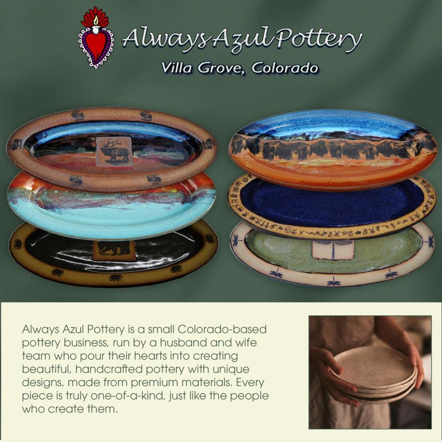【並行輸入品】Always Azul Pottery Western Large Oval Platter in Real Red Glaze_2