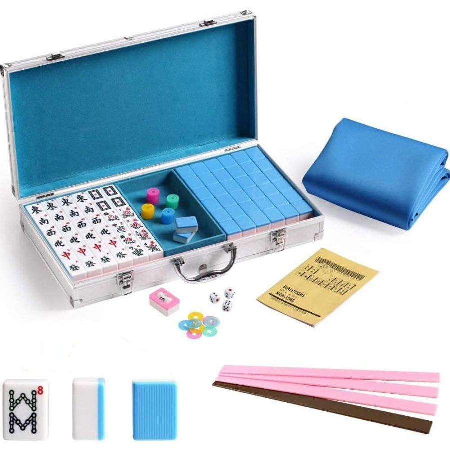 【並行輸入品】Weを支払い税番号付きXLタイルMahjongゲームセット。144ラッキー犬パターンアルミケースCompleteセットギフト/誕生 | 