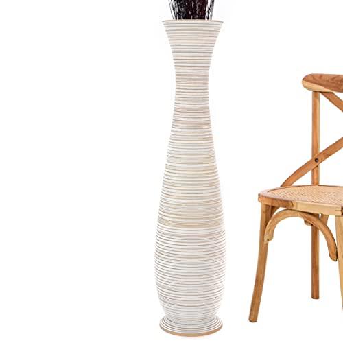 【並行輸入品】Leewadee Large White Wash Home Decor Floor Vase Wooden 43 inch_1