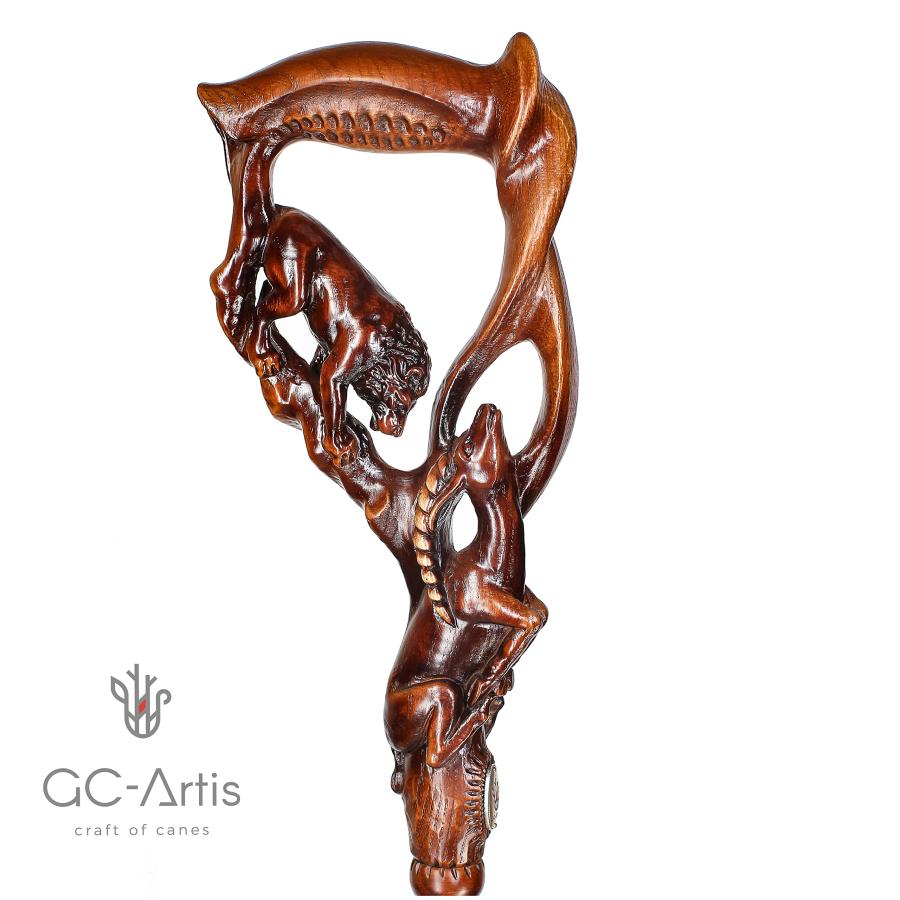 【並行輸入品】GC Artis Wooden Walking Cane   Handcrafted, Carved, Fashionableの画像