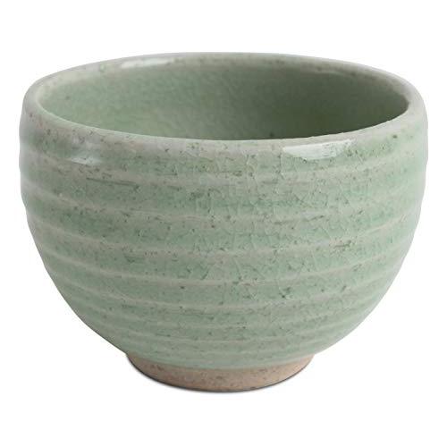 並行輸入品】美濃焼 日本の陶器 大型ボウル ミントグリーン ストライプ