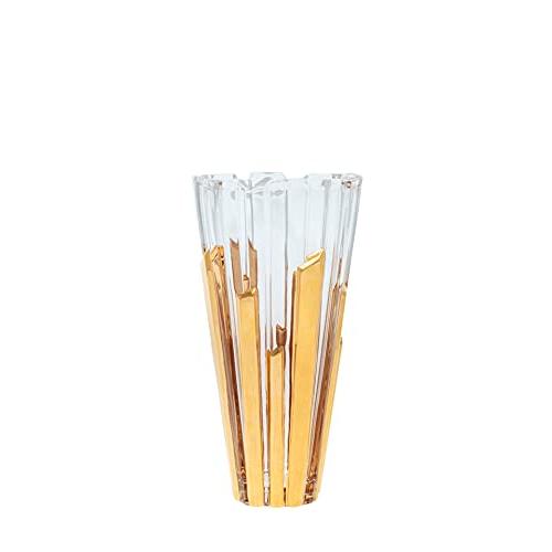 【並行輸入品】ボヘミアンデザイン 豪華な装飾テーブルトップ ピアノ ゴールデンストライプ クリスタルガラス フラワー花瓶 高さ12インチ ウェデ_7