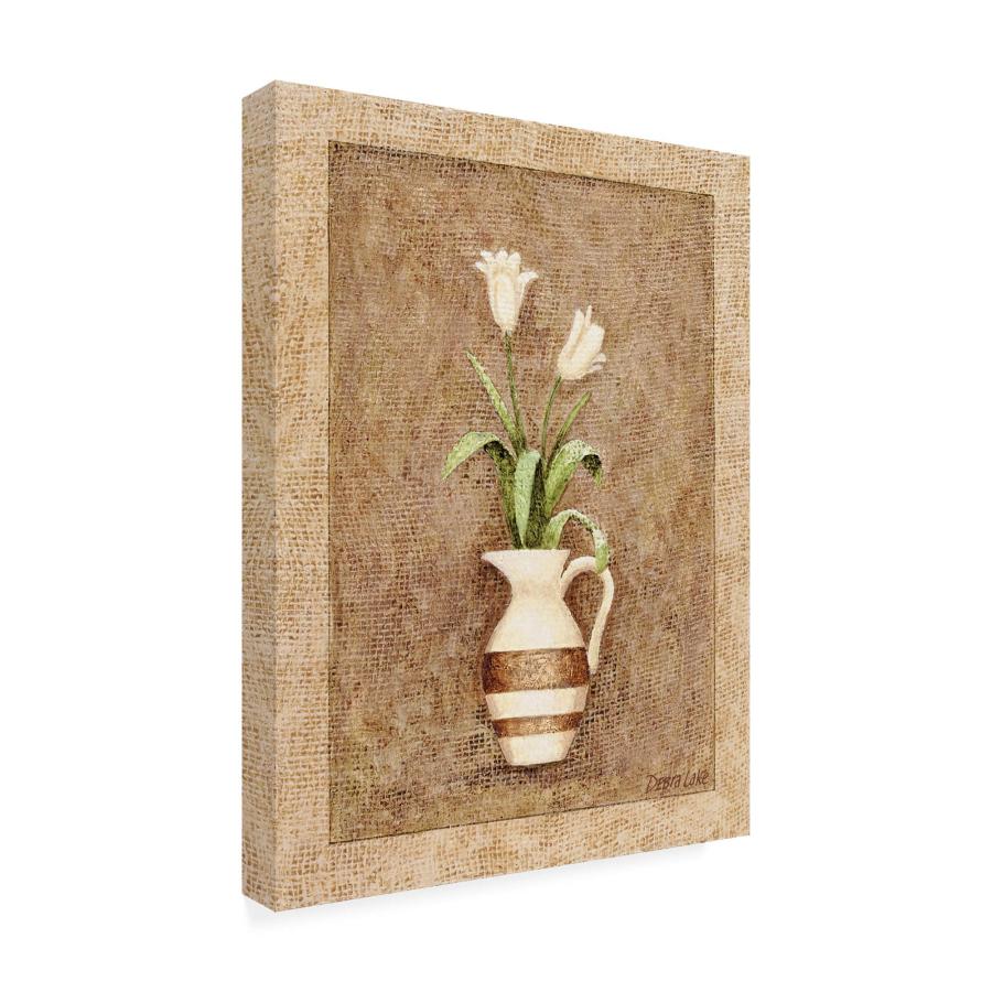 【並行輸入品】Trademark Fine Art， 14x19 Flowers in a Striped Vase by Debra Lak