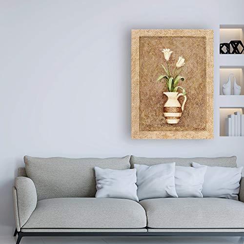 【並行輸入品】Trademark Fine Art， 14x19 Flowers in a Striped Vase by Debra Lak