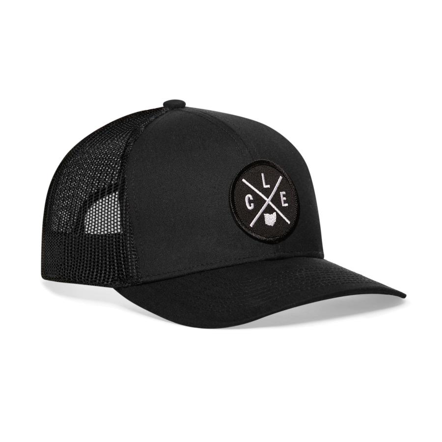 【並行輸入品】CLE Hat   クリーブランドトラッカーハット ベースボールキャップ スナップバックゴルフハット (ブラック) HAKA CL