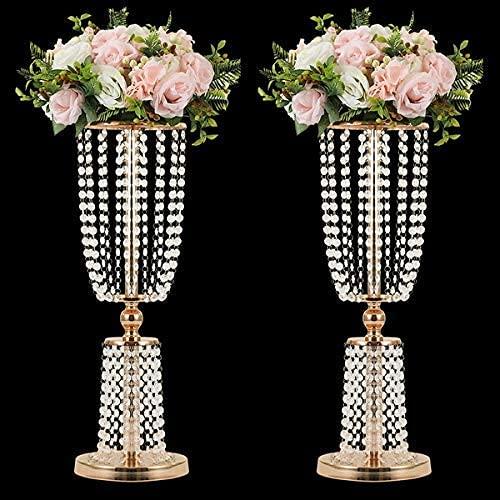【並行輸入品】NUPTIO 10個 23.75インチ ゴールド花瓶 センターピース用 トールクリスタルメタル花瓶 フラワースタンドホルダー ウェ_9