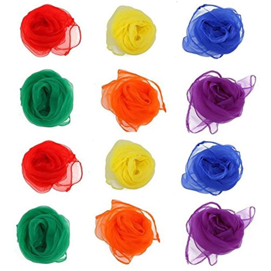 LALANG 12Pcs Square Juggling Chiffon Dance Scarves Magic Tricks 並行輸入品