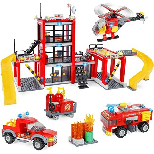 【並行輸入品】City Fire Station 組み立てキット 楽しい消防士のおもちゃ組み立てセット 子供向け おもちゃの消防車 ヘリコプターの画像
