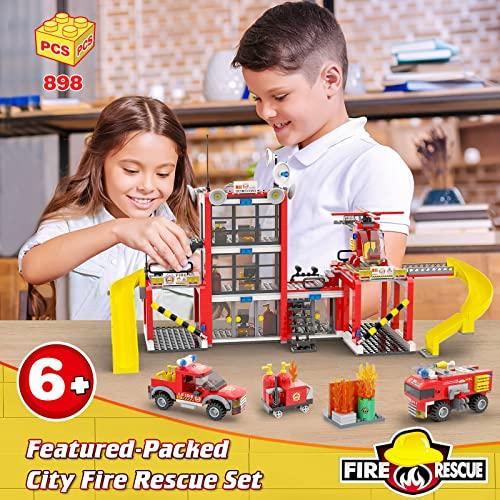 【並行輸入品】City Fire Station 組み立てキット 楽しい消防士のおもちゃ組み立てセット 子供向け おもちゃの消防車 ヘリコプターの画像