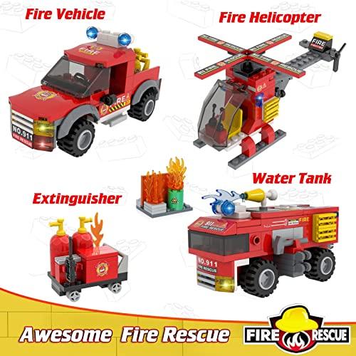 【並行輸入品】City Fire Station 組み立てキット 楽しい消防士のおもちゃ組み立てセット 子供向け おもちゃの消防車 ヘリコプターの画像