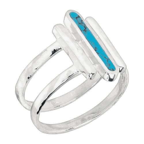 【並行輸入品】Silpada 'Strait To It' 圧縮ターコイズ スリーバーリング スターリングシルバー， シルバー， ターコイズ S_4