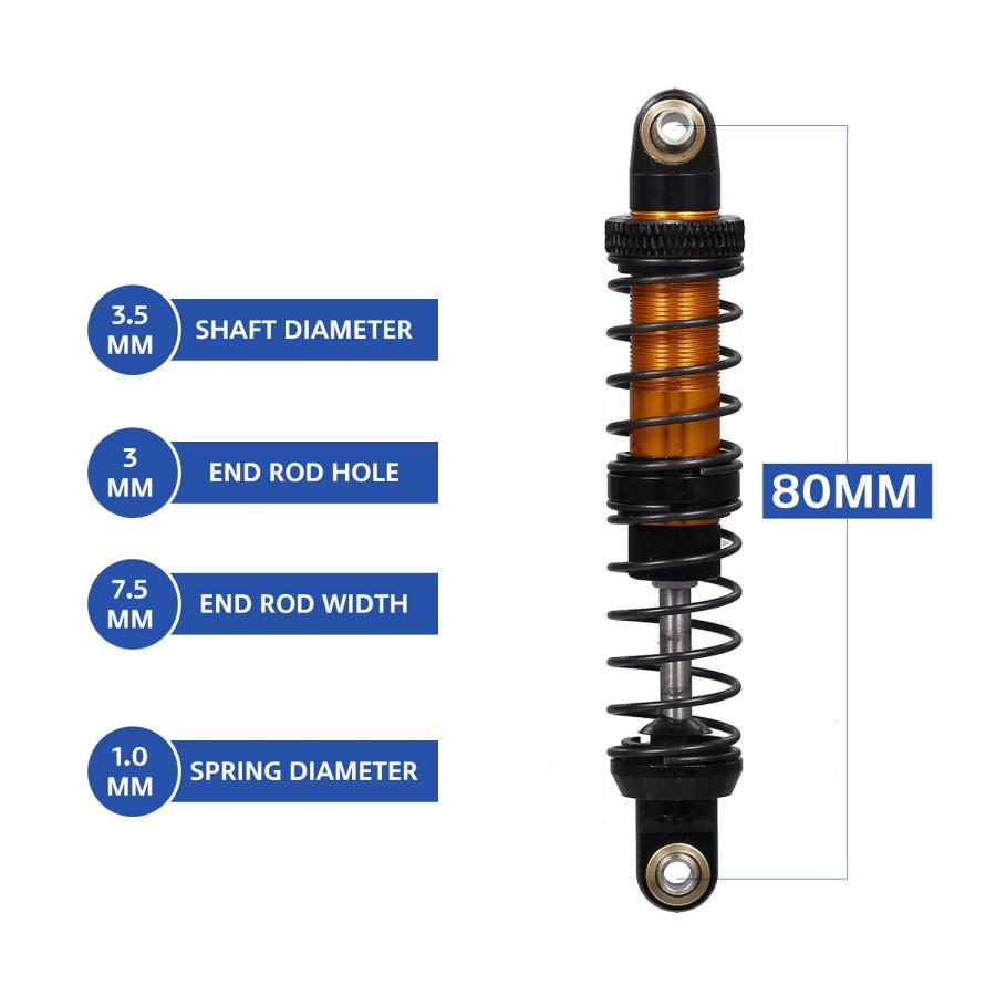 GoolRC 4個 80mm メタルショックアブソーバーダンパー 調節可能 GoolRC 4個 80mm メタルショックアブソーバーダンパー 調節可能
