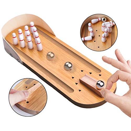 【並行輸入品】テーブルトップ ミニボーリングゲームセット   卓上木製ボード ミニアーケード デスクトップ 小さなボーリング シューティングアレ_7