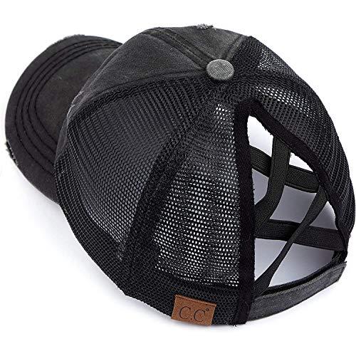 【並行輸入品】Funky Junque クリスクロスハット レディース ベースボールキャップ アンティーク調 ポニーテール 散らかったお団子 ト_3