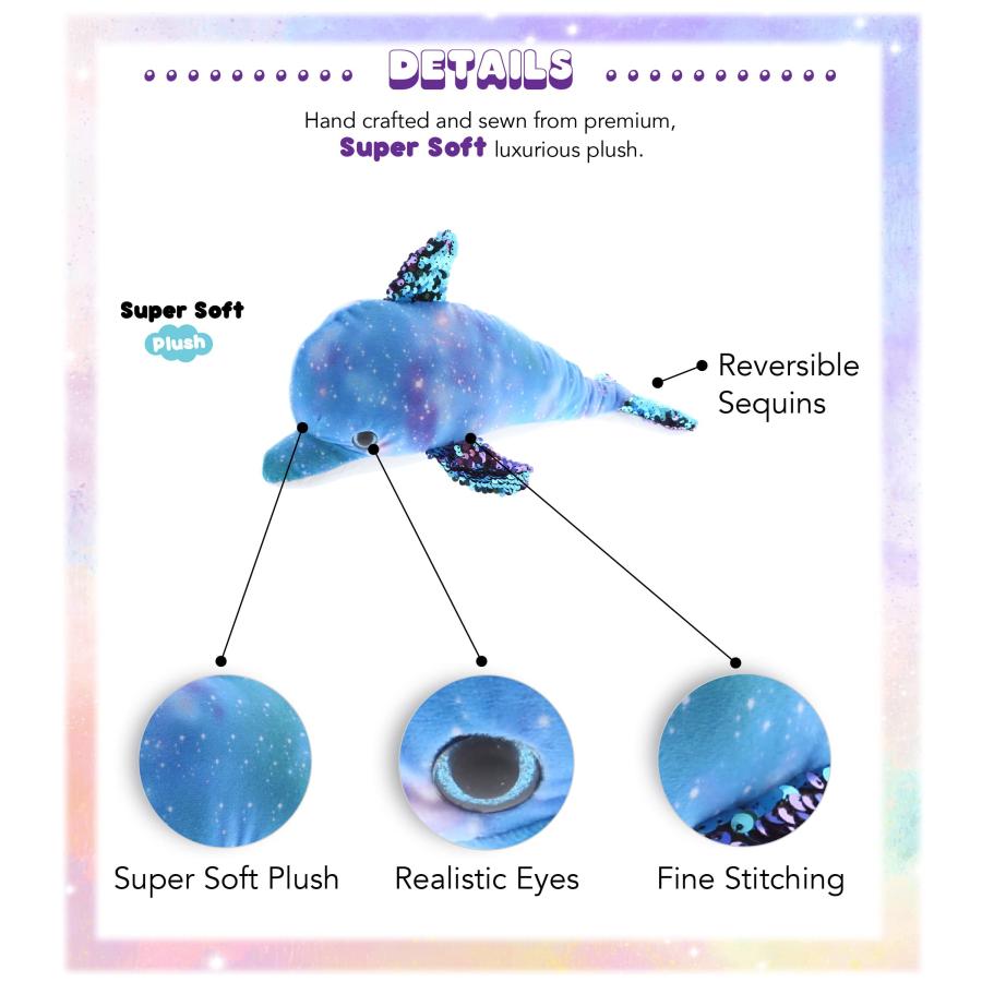 【並行輸入品】DolliBu Dolphin Space Sequin Plush   Dolphin Stuffed Animal Reveの画像