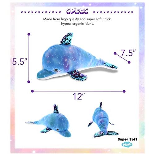 【並行輸入品】DolliBu Dolphin Space Sequin Plush   Dolphin Stuffed Animal Reveの画像